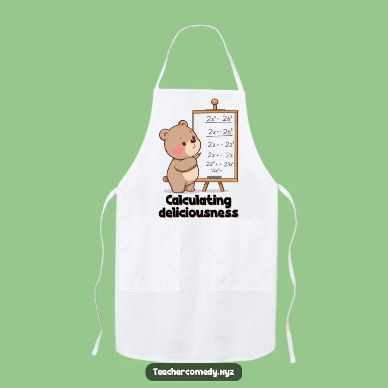 Funny Bear Math Apron: Cook Smart, Determined Bear, Equations, Humorous Kitchenware