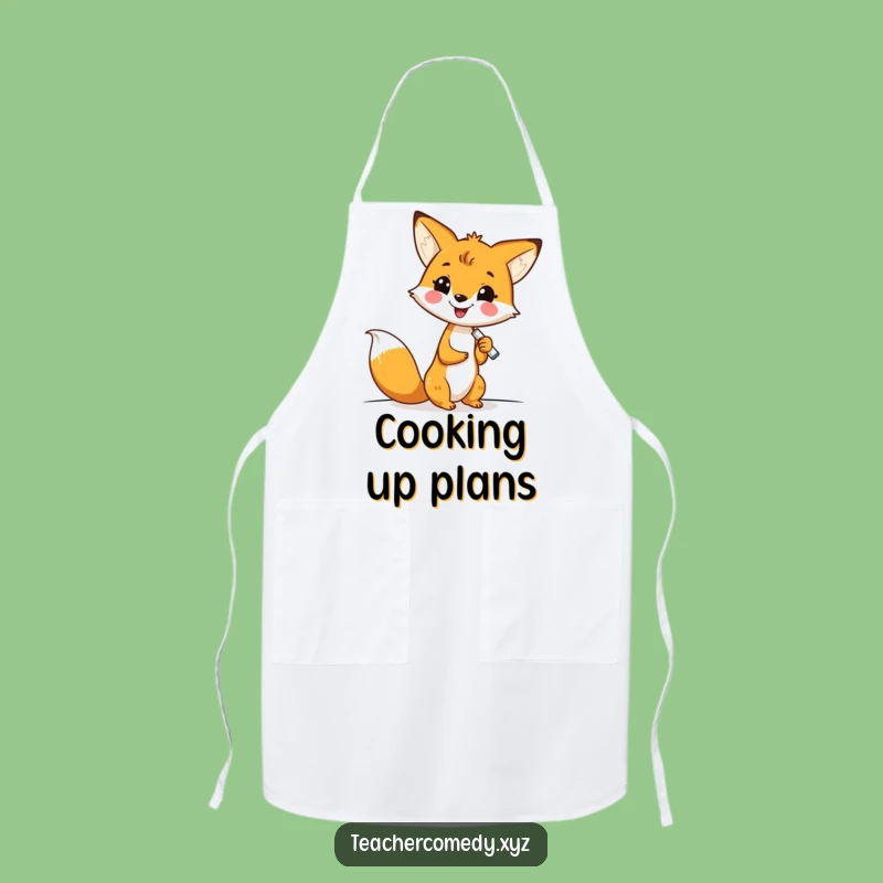Funny Kawaii Fox Writing Apron - Cook & Laugh with This Creative Chef Gift!