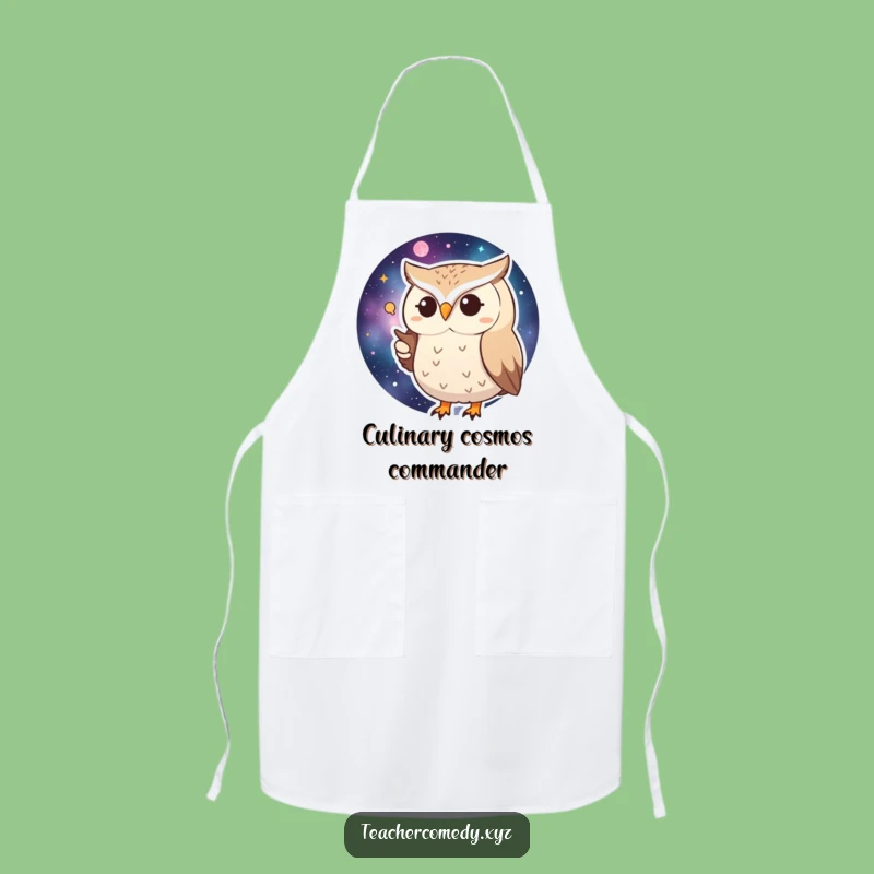 Funny Huffy Owl Apron: Galactic Chef Navigator, Hilarious Kitchen Funny Gift!