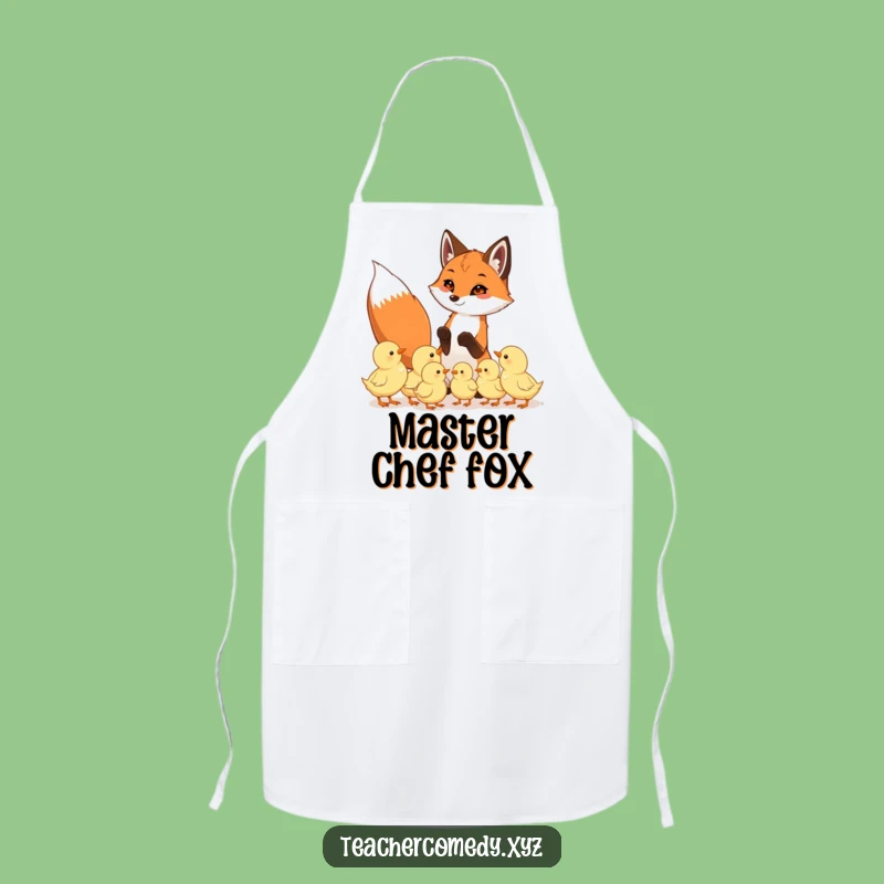 Funny Fox & Chicks Apron: Cook with Fun, Playful Teacher Fox, Eager Chicks, Humorous Kitchenware