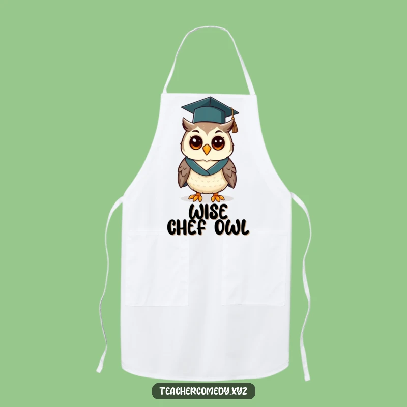 Funny Graduation Owl Apron: Cheerful Scholar for Kitchen Wisdom