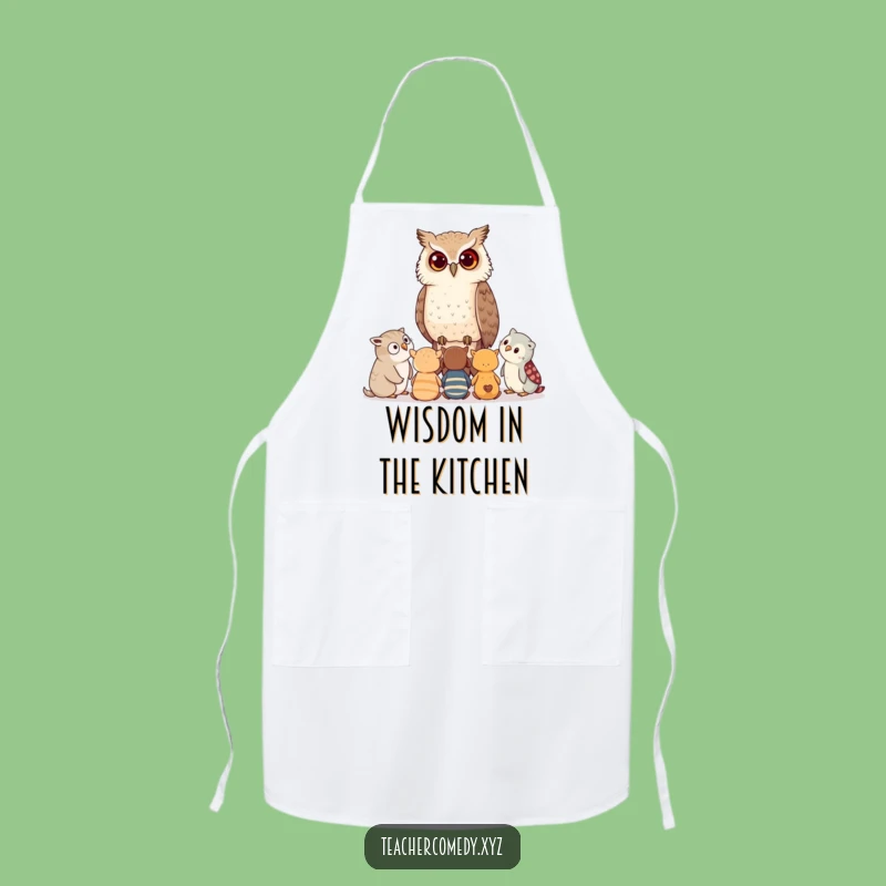 Funny Owl Chef's Wisdom Apron: Cook with guidance, a wise and funny kitchen gift for chefs.