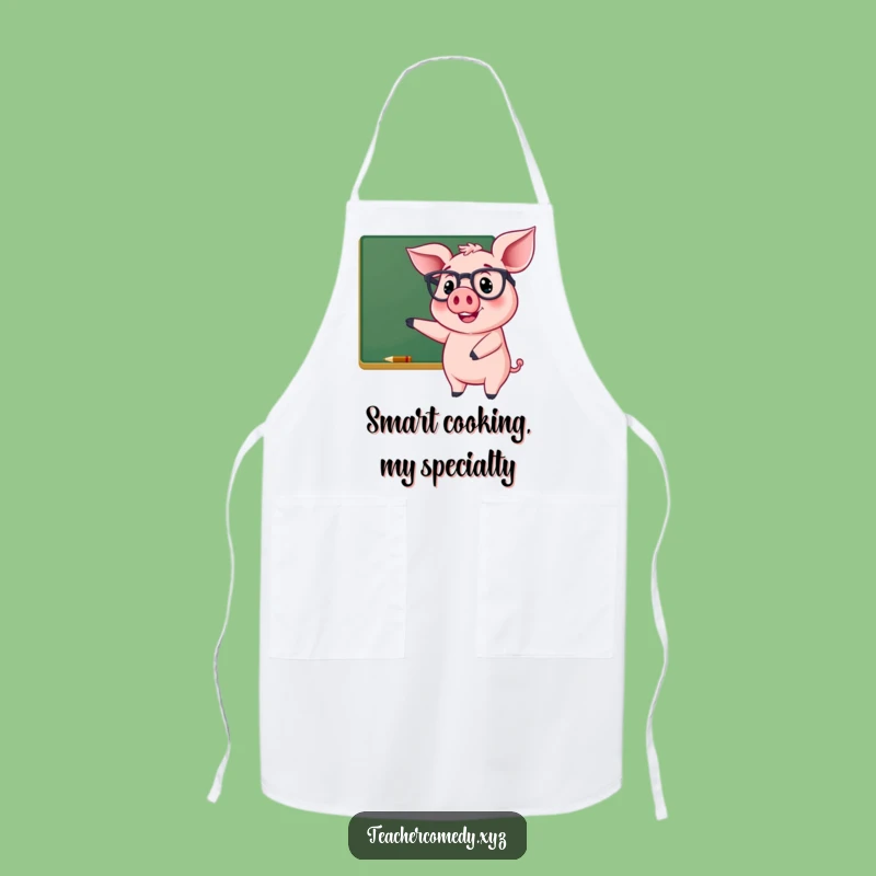 Funny Pig Teacher Apron - Cheerful Chalkboard Chef Skill!