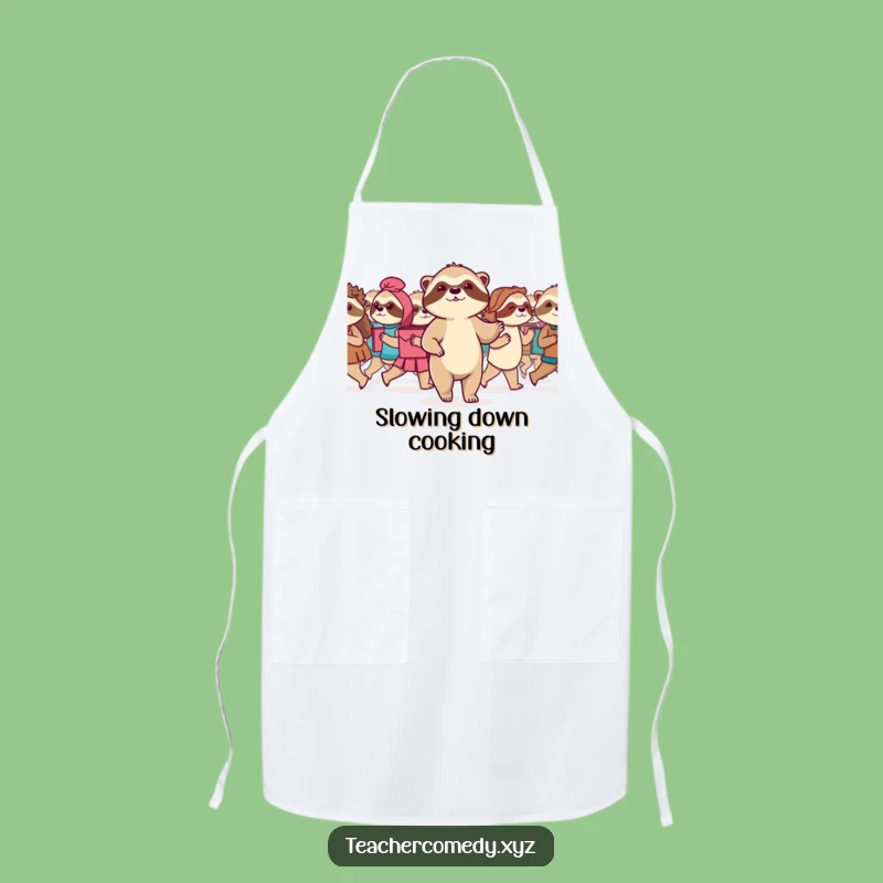 Funny Sloth Marching Apron: Motivational Kitchenware, Sweet Funny Gift for Patient Cooks
