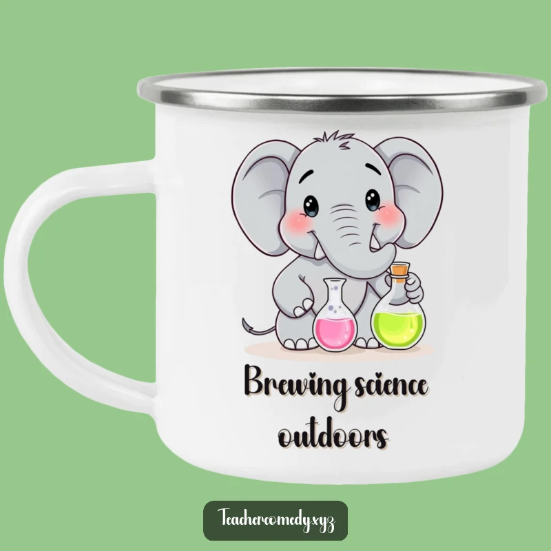 Funny Elephant Scientist Camping Mug: Rugged Lab Enamel Cup, Great Funny Gift