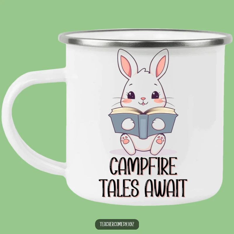Funny Kawaii Rabbit Book Camping Mug - Your Literary Companion for Adventures!