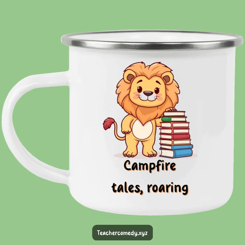 Funny Lion Bookworm Camping Mug: Adventure & Acumen!