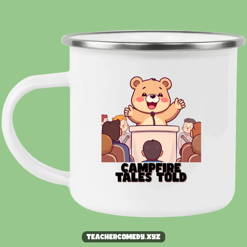 Funny Bear Campfire Mug: Enthusiastic Speaker - Outdoor Presentation Gift!