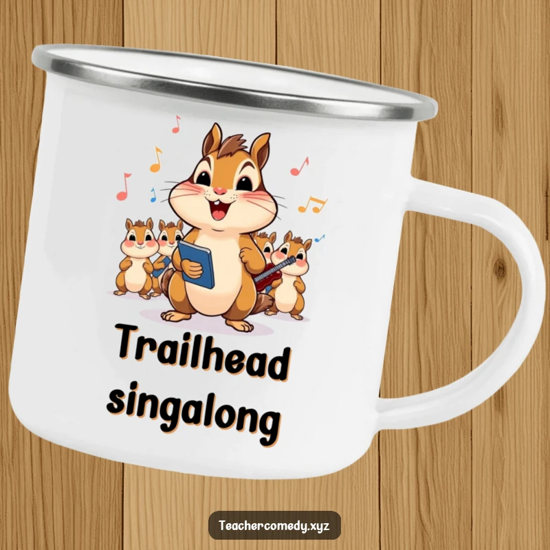 Funny Chipmunk Campfire Song Mug: A durable mug featuring a chipmunk leading a song around a campfire, perfect for outdoor enthusiasts.