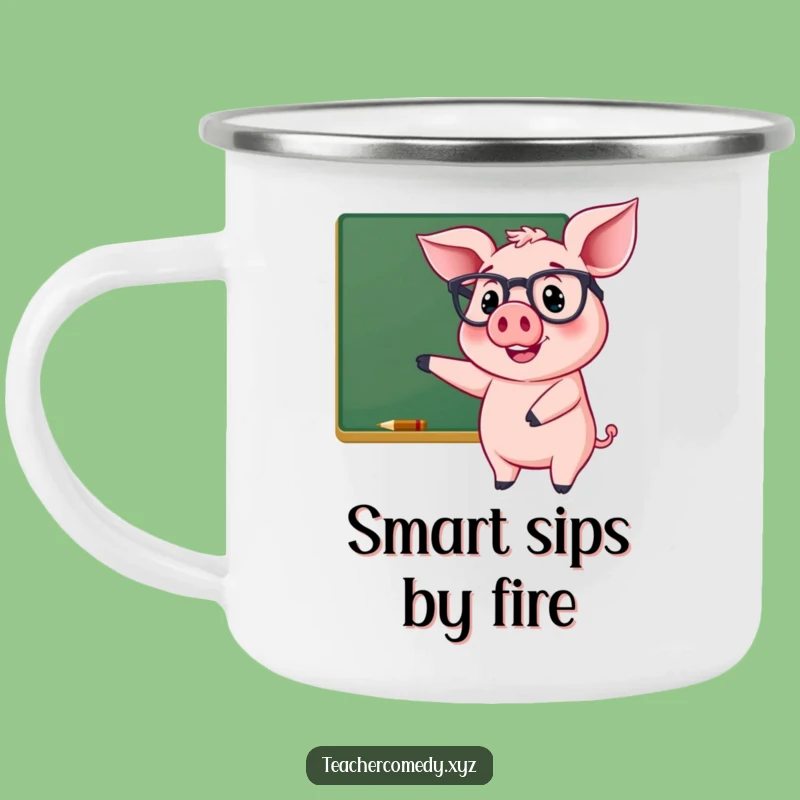 Funny Pig Teacher Camping Mug - Cheerful Outdoor Wisdom!