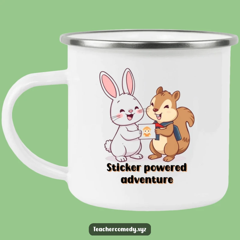 Funny Bunny Sticker Camping Mug: Adventure Fuel, Cheerful Bunny Rewards Student Squirrel, Outdoors Gift