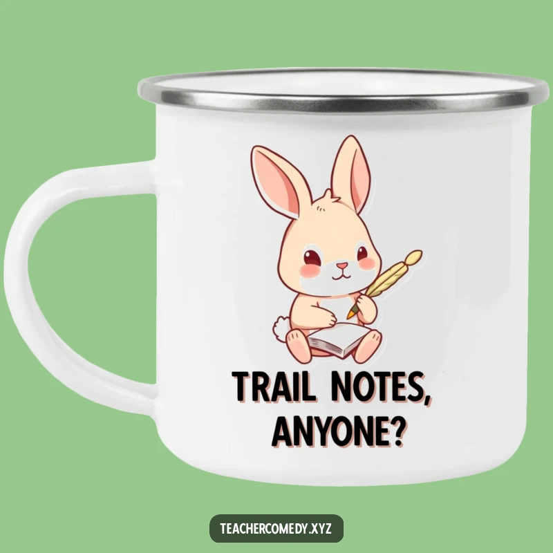 Funny Rabbit Quill Camping Mug: Durable Scholar Enamelware, Sweet Funny Gift for Outdoor Study