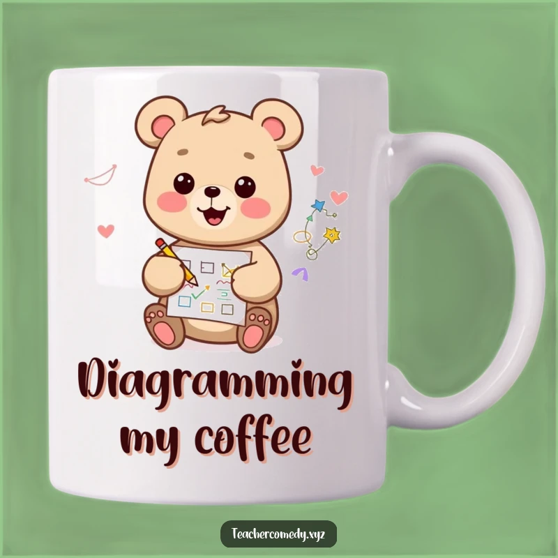 Funny Kawaii Bear Mug: Happy Artist Drawing Diagram, Perfect Creative Funny Gift