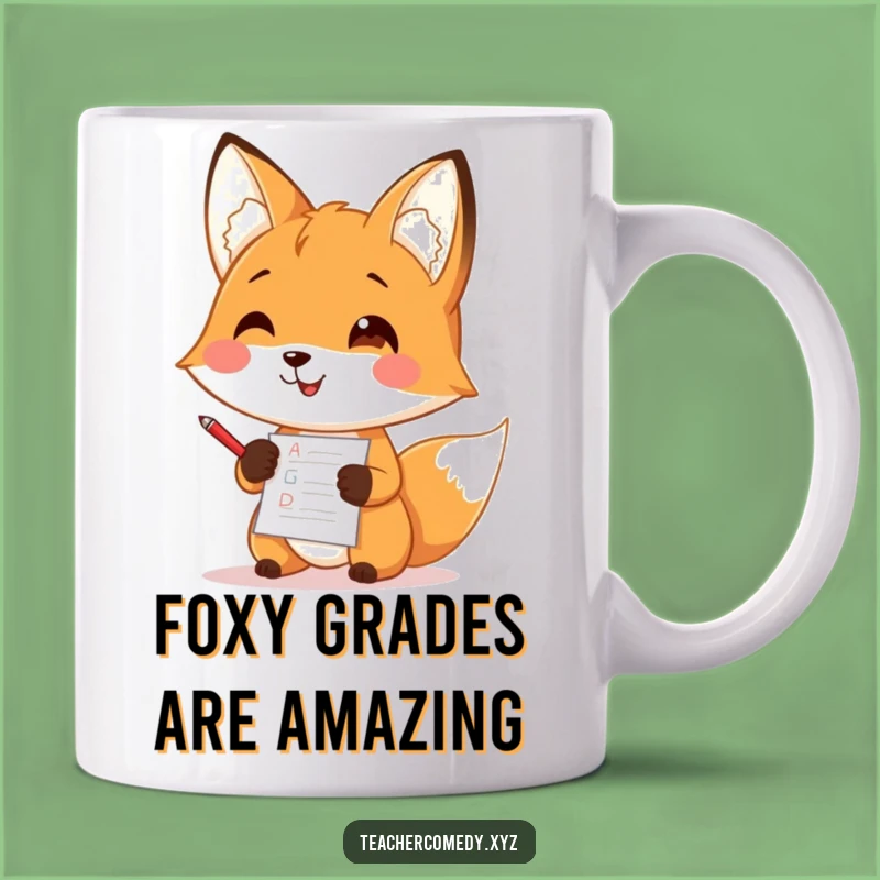 Funny Fox Teacher Mug: Adorable Grading Fox Design, Perfect Funny Gift for Educators