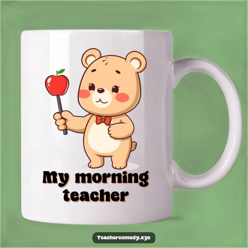 Funny Bear & Apple Mug: Pointing Towards Learning, Perfect Gift Idea!