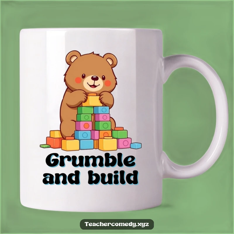 Funny Bear Builder Mug: Determined Tower, Playful Construction Gift