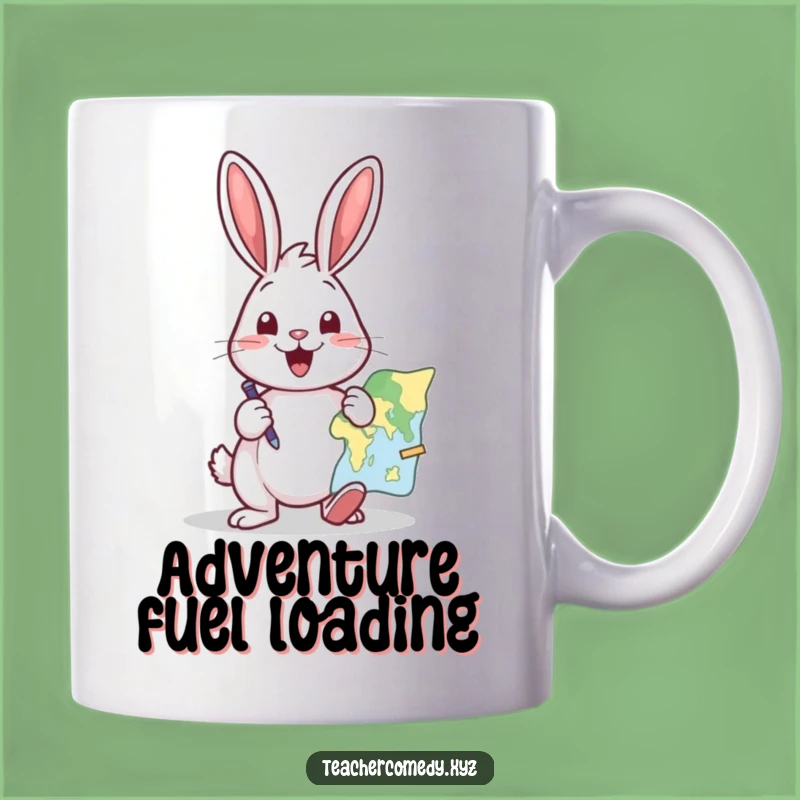 Funny Rabbit Travel Mug: Excited Map Pointer - Hilarious Adventure Planning Gift!