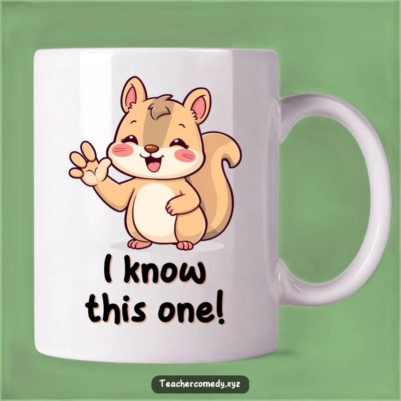 Funny Kawaii Squirrel Mug: Beaming Cute Animal Raising Paw, Perfect Funny Gift Idea