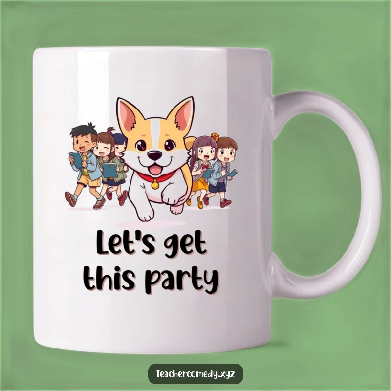 Funny Dog Leader Mug: A determined pup guides the fun, a perfect funny gift for educators and dog lovers.