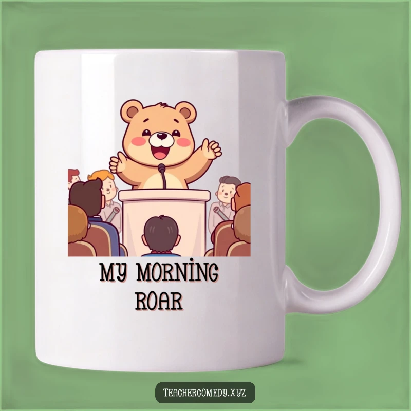 Funny Bear Speaker Mug: Enthusiastic Gestures - Hilarious Presentation Gift!