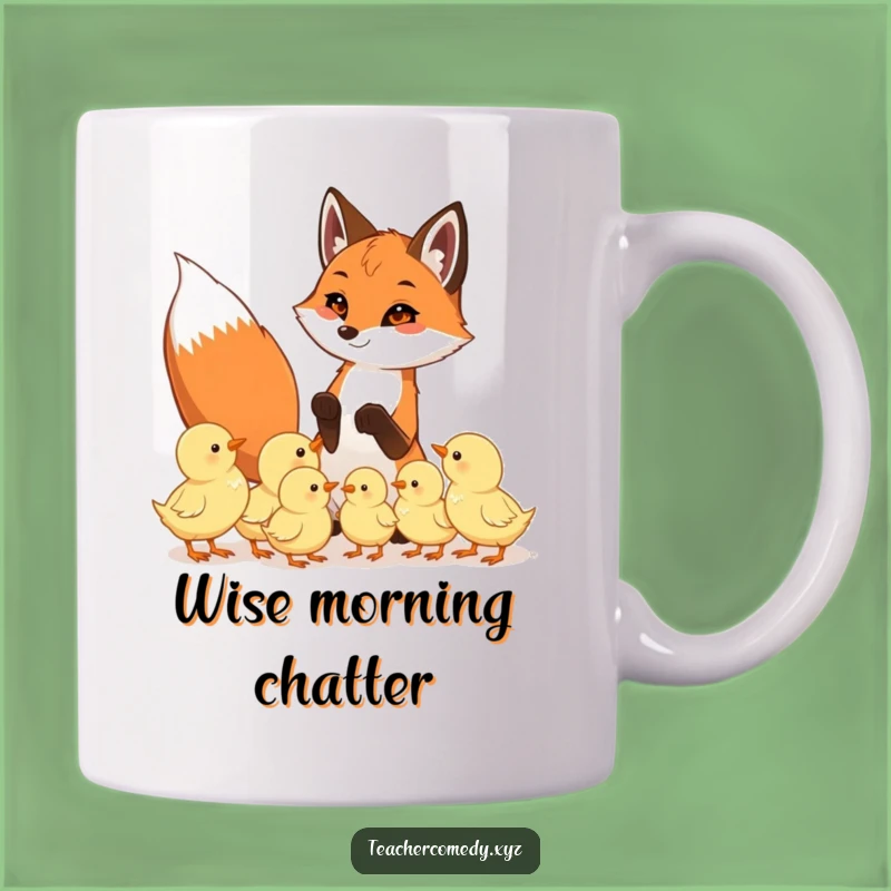 Funny Fox & Chicks Mug: Playful Teacher Fox Educates Eager Chicks, Hilarious Gift for Educators