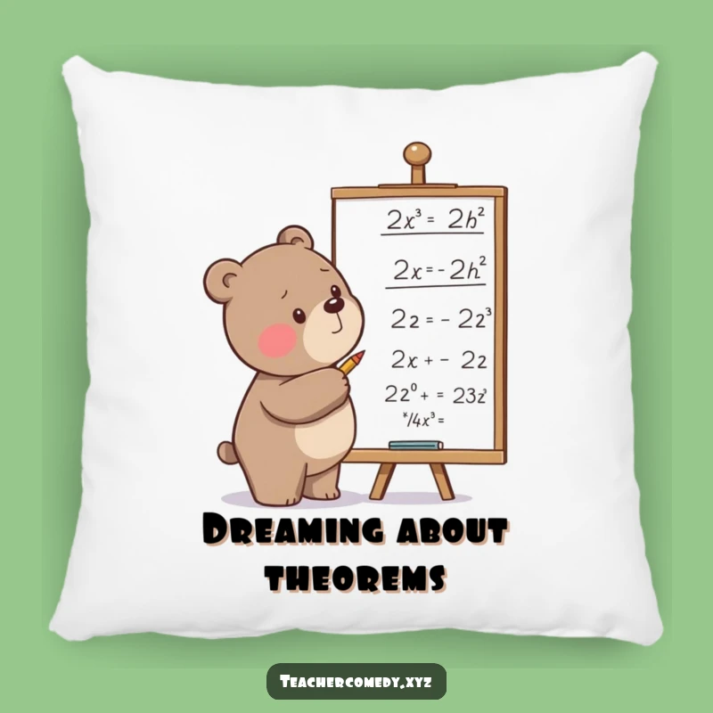 Funny Bear Math Pillow: Cozy & Determined, Bear Solves Equations, Humorous Accent