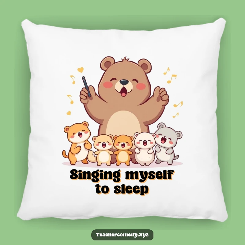 Funny Bear Choir Pillow - Cozy Comfort with a Musical Twist
