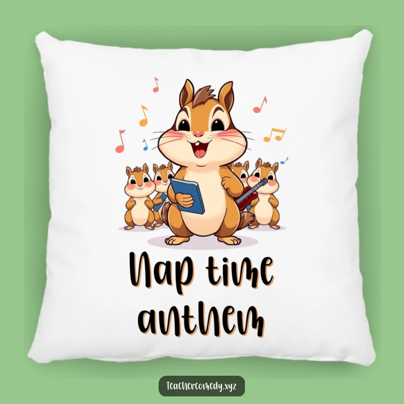 Funny Chipmunk Concert Pillow: Cozy Cushion with Animal Leading a Hilarious Musical Performance
