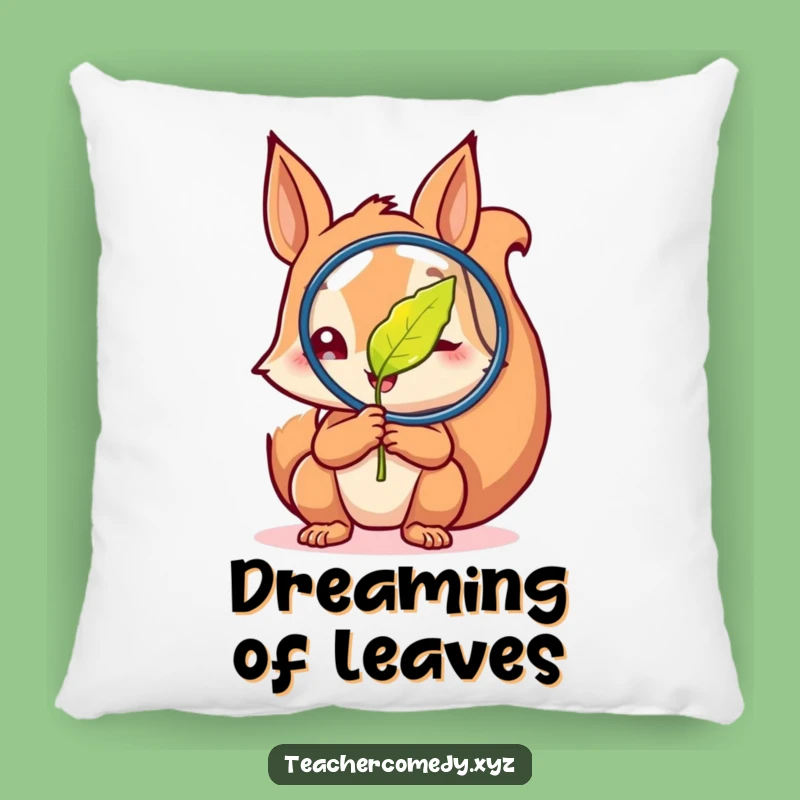 Funny Curious Squirrel Leaf Pillow: Cozy Comfort for Explorers!