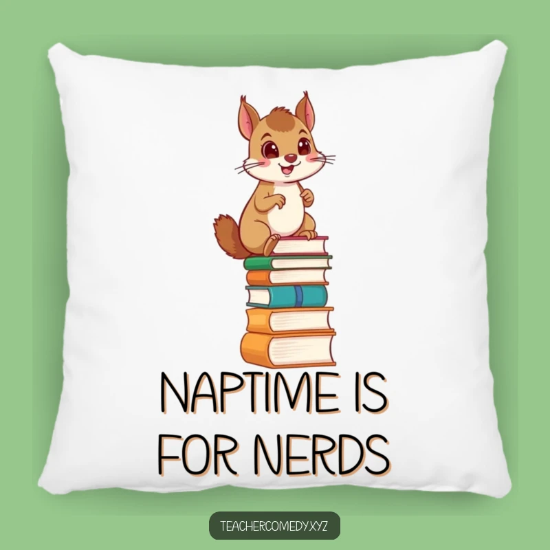 Funny Squirrel Book Nook Pillow: A determined climber's proud repose, for a cozy and funny gift.