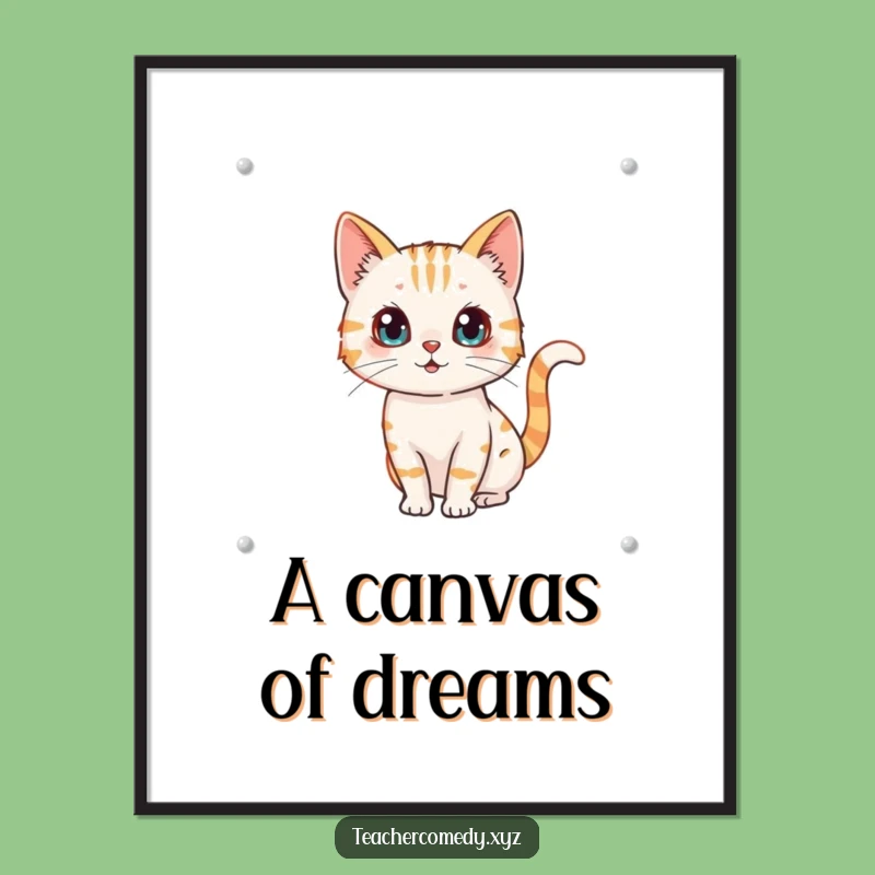 Funny Cat Artist Digital Art Print: Printable Whiteboard Decor, Instant Funny Gift
