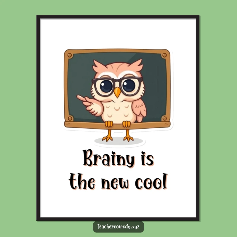 Funny Owl Wisdom Digital Art: Spectacled Owl Chalkboard, Instant Smart Decor