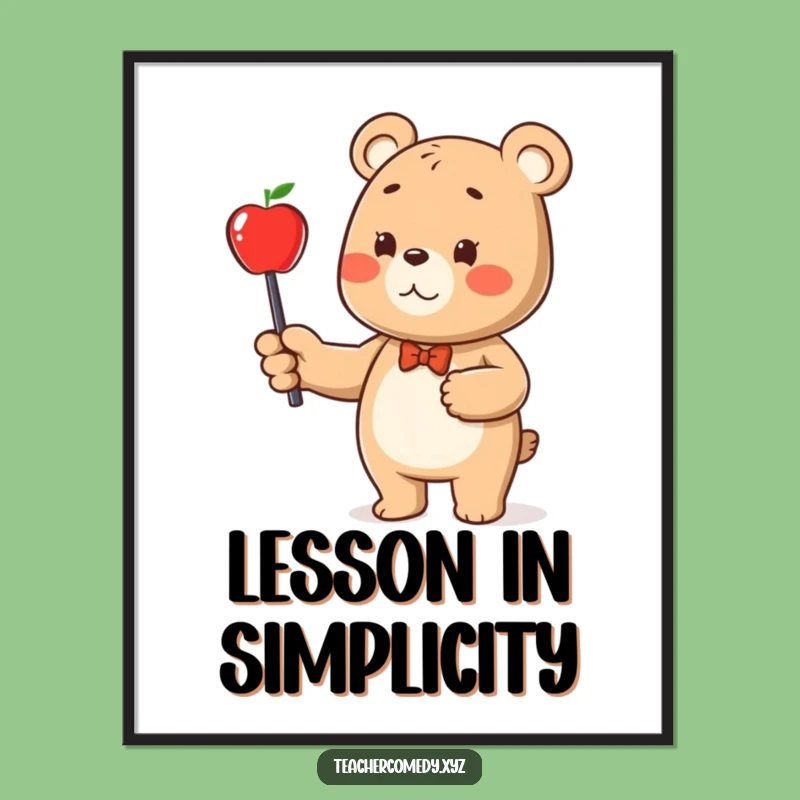 Funny Bear & Apple Digital Art: Instant Learning Decor, Your Perfect Gift!