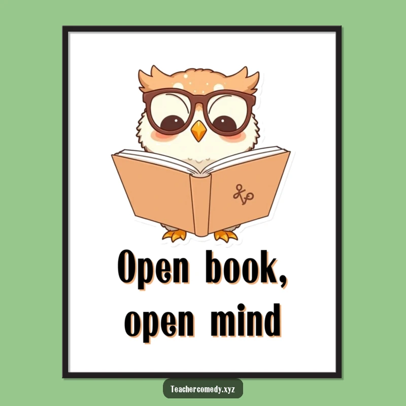 Funny Owl Reading Digital Art: Instant Wisdom Decor, Your Perfect Gift!