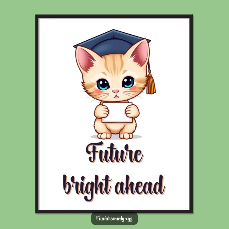 Funny Grad Kitten Digital Art - Instant Smart Gift for Walls