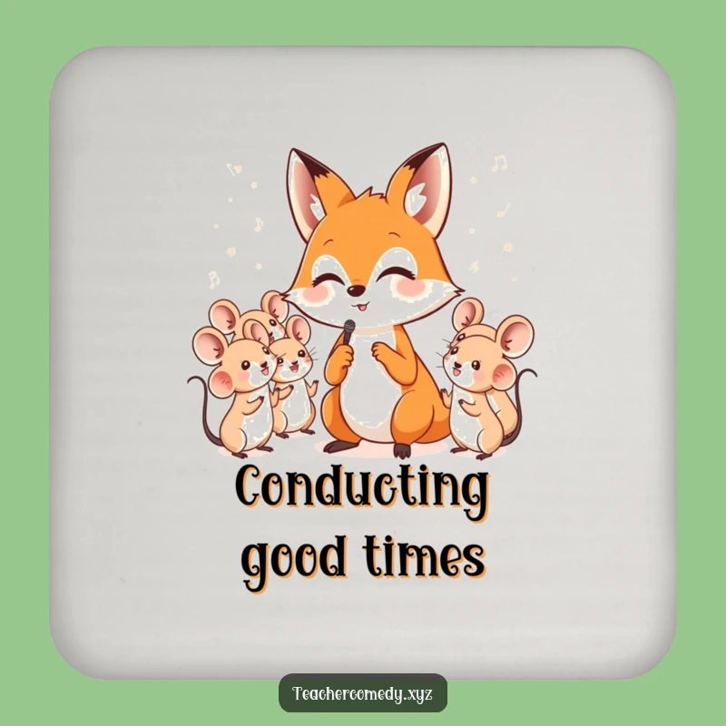 Funny Fox Music Coaster: Clever Conductor & Singing Mice Table Protector