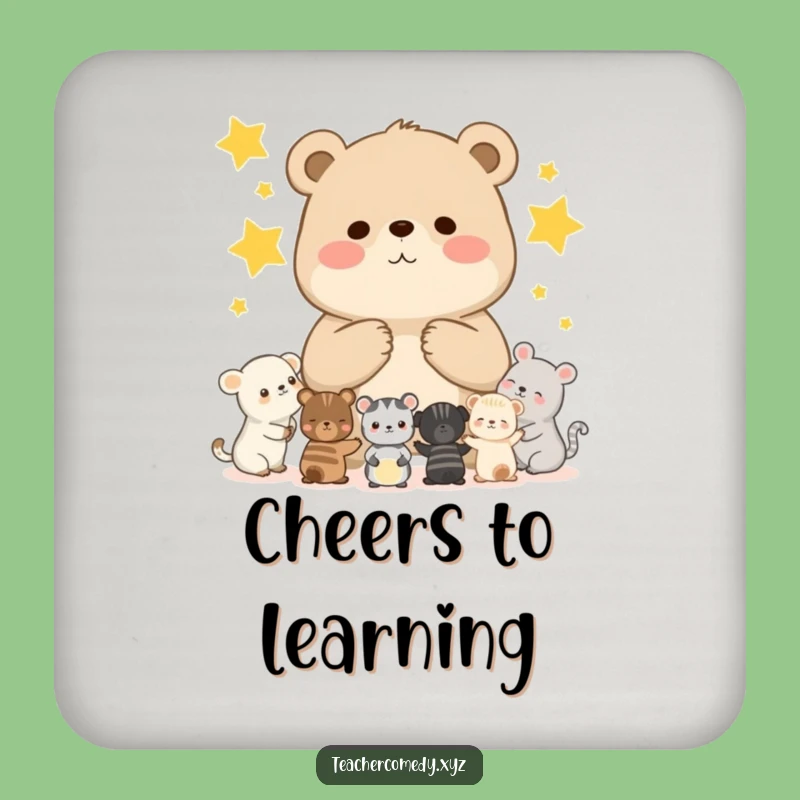 Funny Bear Cub Coaster - Star Counting Class Drink Protector