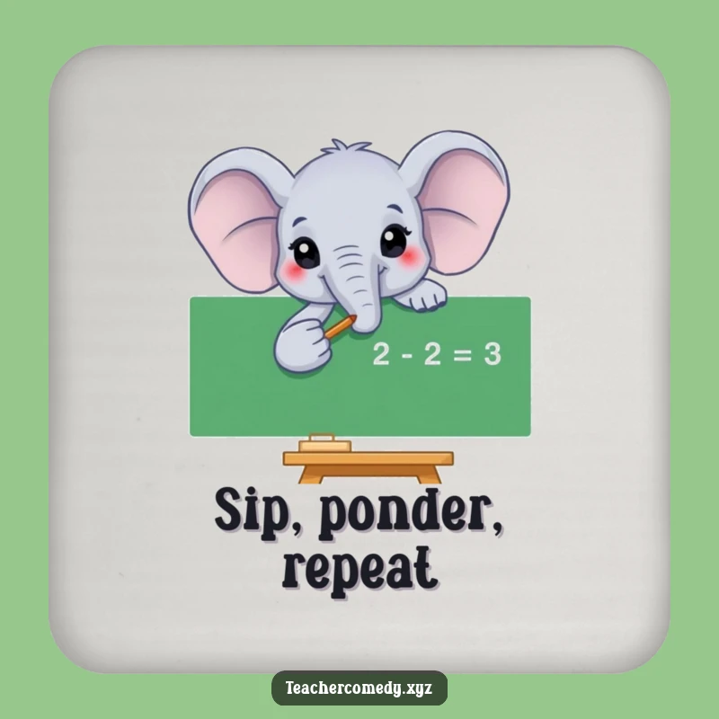 Funny Elephant Math Equation Coaster, Protect Surfaces with Smart Humor