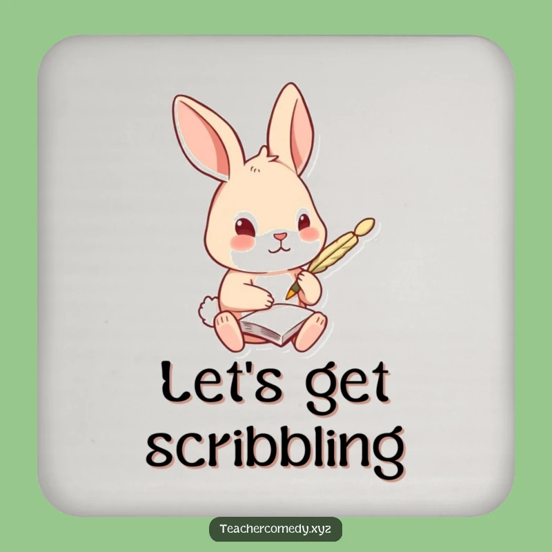 Funny Rabbit Quill Coaster Set: Cute Scholar Protection, Sweet Funny Gift for Bookish Homes