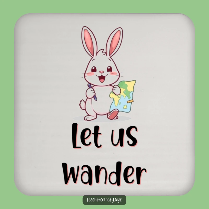 Funny Rabbit Travel Coaster: Excited Map Pointer - Hilarious Drink Protection Gift!