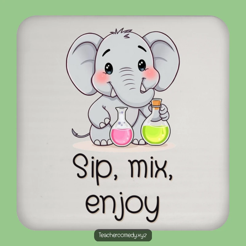 Funny Elephant Scientist Coaster: Protect Surfaces with Lab Humor, Cute Funny Gift
