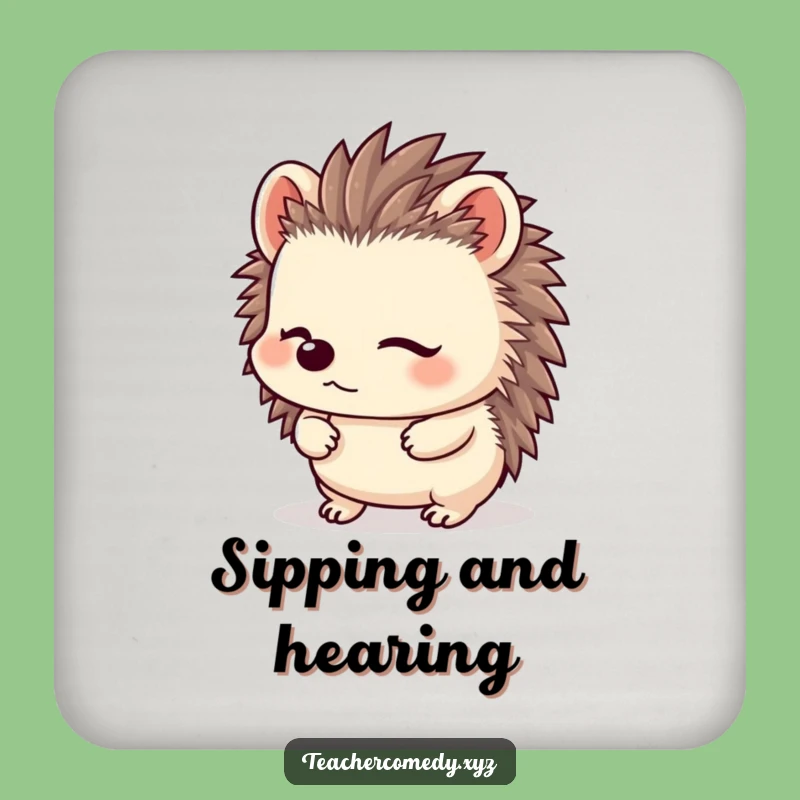 Funny Kawaii Hedgehog Coaster - Protect Your Table with Hilarious Focus!