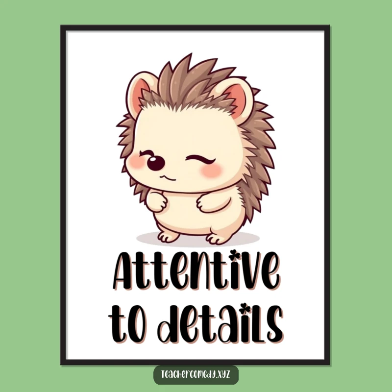 Funny Kawaii Hedgehog Poster - Inspiring Art for Attentive Souls!