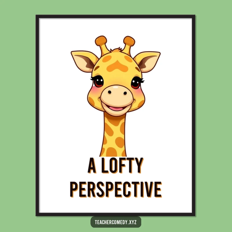 Funny Giraffe Concept Poster: Artistic Wall Decor of Animal Demonstrating Big Ideas
