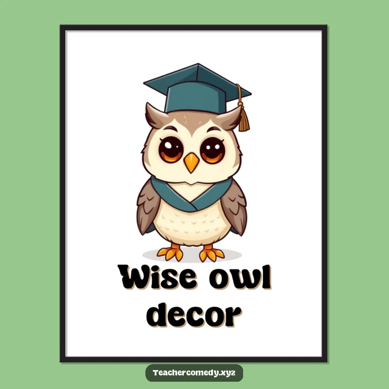 Funny Graduation Owl Poster: Cheerful Scholar Art for Smart Decor