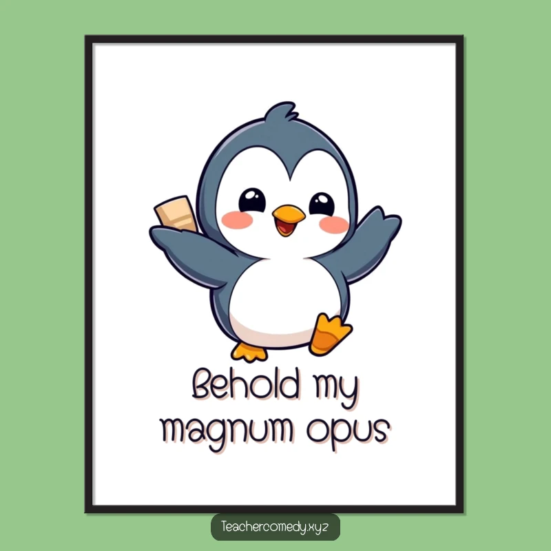 Funny Kawaii Penguin Poster - Inspiring & Hilarious Art for Your Walls!