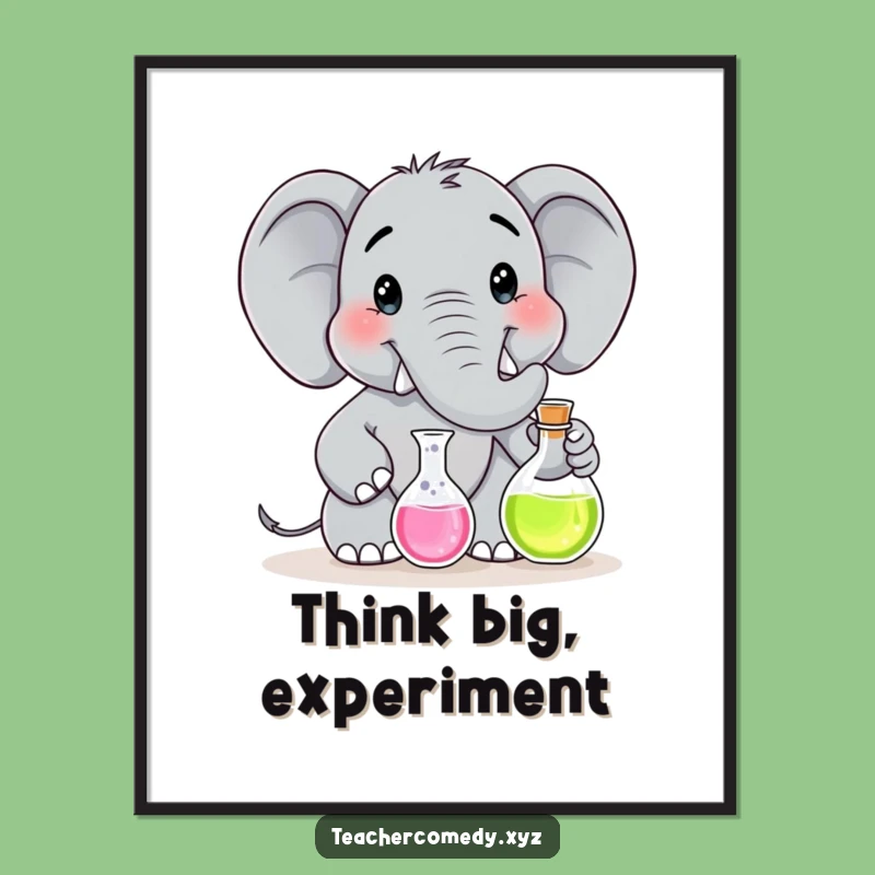 Funny Elephant Scientist Poster: Whimsical Lab Art, Unique Funny Gift for Decor