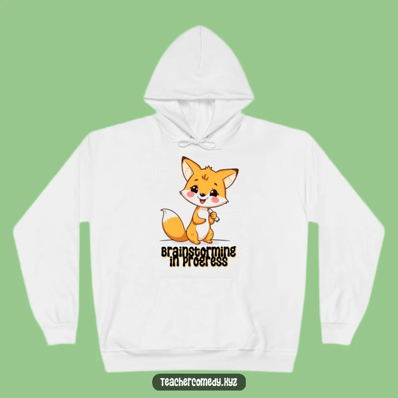 Cozy Funny Kawaii Fox Writing Hoodie - Perfect Warm Gift for Study Buddies!
