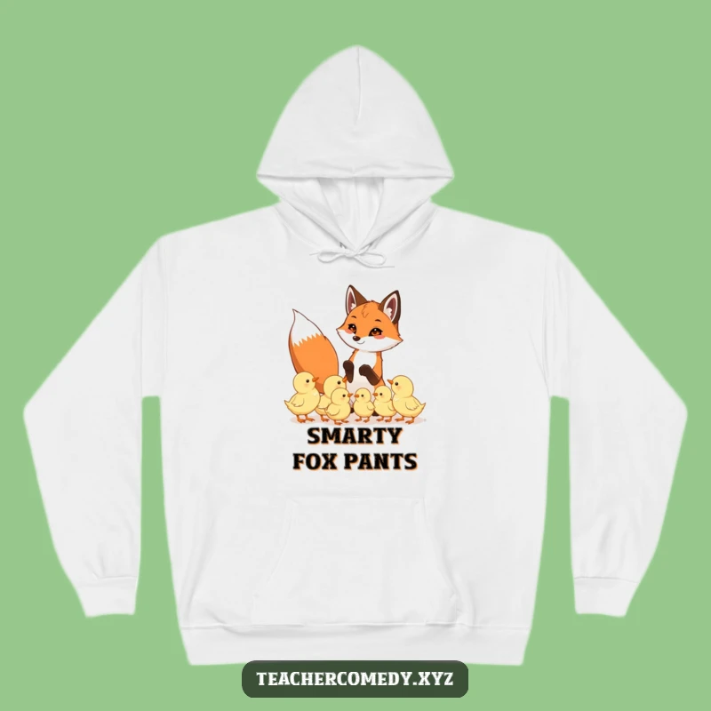Funny Fox & Chicks Hoodie: Cozy & Cute, Playful Teacher Fox, Eager Chicks, Warm Gift