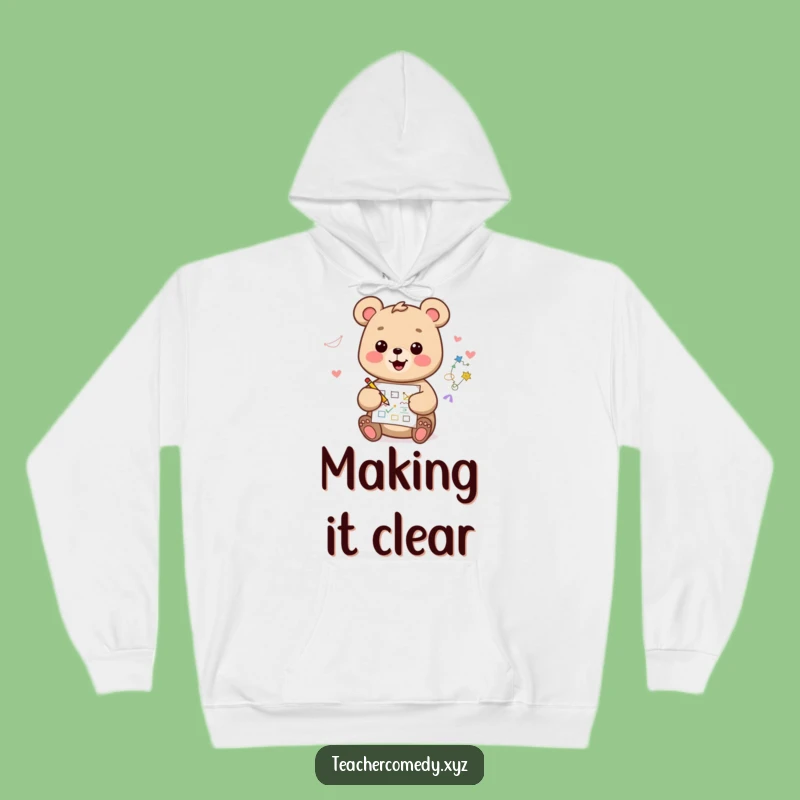Cozy Funny Kawaii Bear Hoodie: Happy Artist Drawing Diagram, Warm Creative Gift